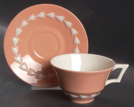Beltane Coral Flat Cup & Saucer Set