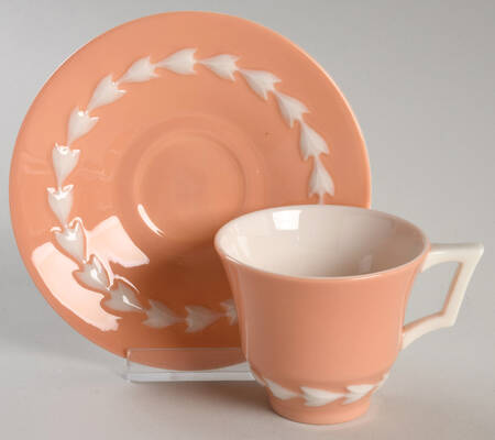 Beltane Coral Footed Demitasse Cup & Saucer Set