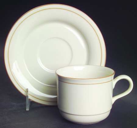 Beige Pinstripes (For the Beige) Flat Cup & Saucer Set