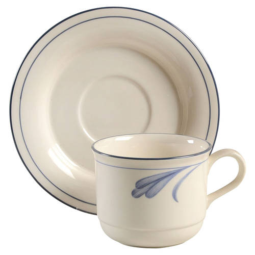 Blue Brushstrokes Flat Cup & Saucer Set