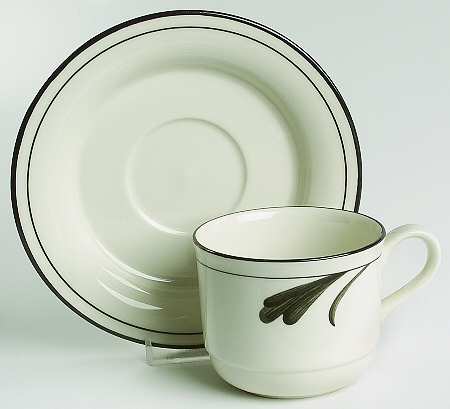 Black Brushstrokes Flat Cup & Saucer Set