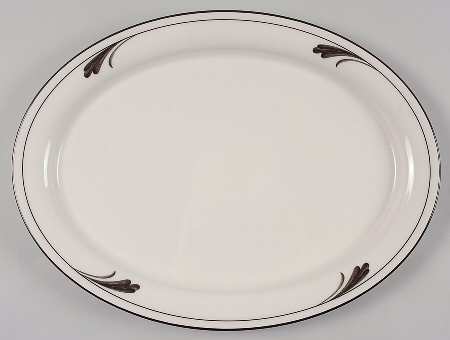 Black Brushstrokes 14" Oval Serving Platter