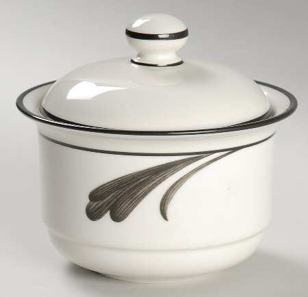 Black Brushstrokes Sugar Bowl & Lid