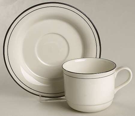 Black Pinstripes (For the Black) Flat Cup & Saucer Set