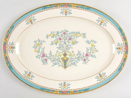 Blue Tree (Gold Trim) 16" Oval Serving Platter