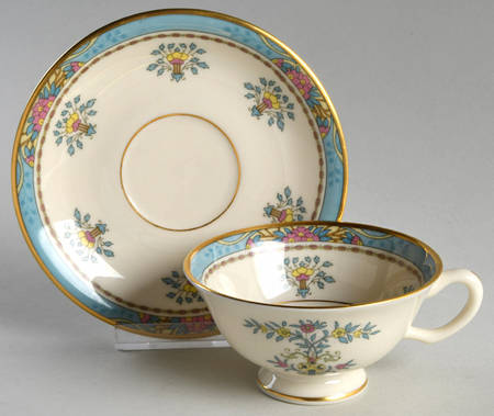 Blue Tree (Gold Trim) Footed Cup & Saucer Set