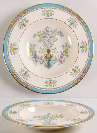 Blue Tree (Gold Trim) Rim Soup Bowl