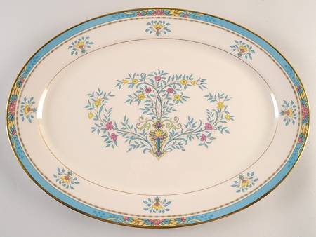 Blue Tree (Gold Trim) 17" Oval Serving Platter