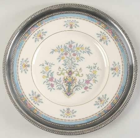 Blue Tree (Gold Trim) Sterling Rim Dinner Plate