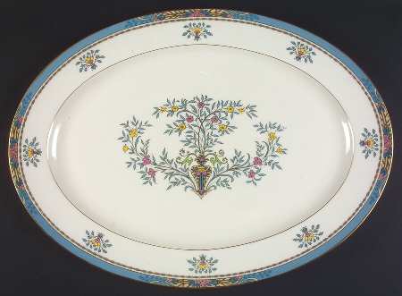 Blue Tree (Gold Trim) 18" Oval Serving Platter