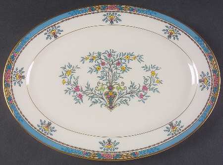 Blue Tree (Gold Trim) 13" Oval Serving Platter