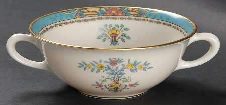 Blue Tree (Gold Trim) Flat Cream Soup Bowl