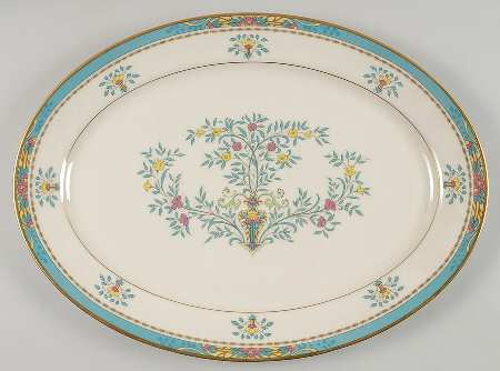 Blue Tree (Gold Trim) 17" Oval Serving Platter