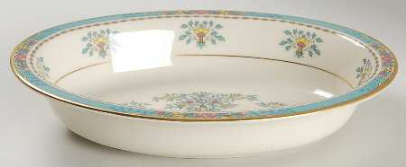 Blue Tree (Gold Trim) 9" Oval Vegetable Bowl