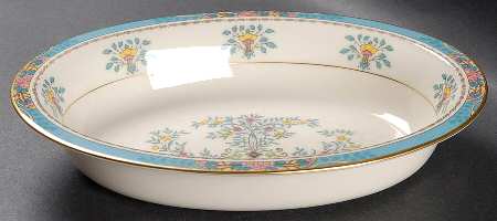 Blue Tree (Gold Trim) 9" Oval Vegetable Bowl