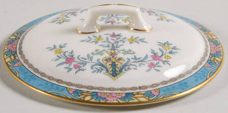 Blue Tree (Gold Trim) Lid for Sauce Boat with Attached Underplate