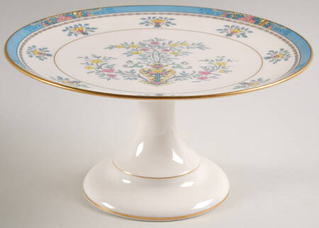 Blue Tree (Gold Trim) Footed Cake Plate