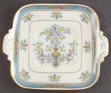 Blue Tree (Gold Trim) Square Handled Cake Plate