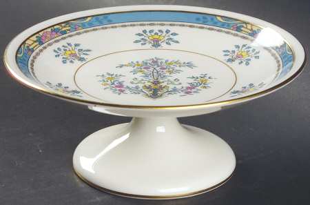 Blue Tree (Gold Trim) Round Compote (Height X Width)