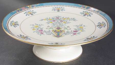 Blue Tree (Gold Trim) Round Compote (Height X Width)