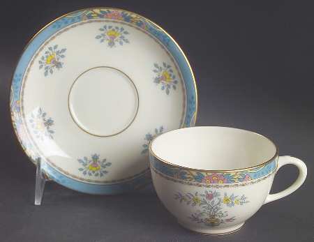 Blue Tree (Gold Trim) Flat Cup & Saucer Set