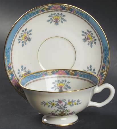 Blue Tree (Gold Trim) Footed Cup & Saucer Set
