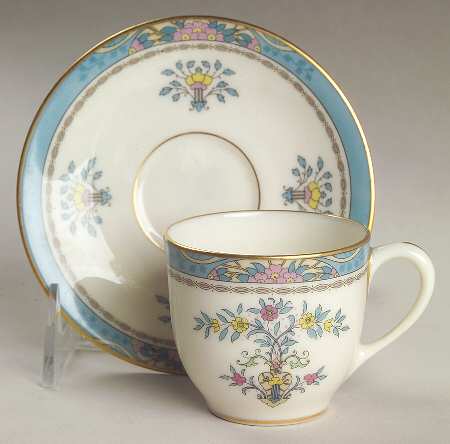 Blue Tree (Gold Trim) Flat Demitasse Cup & Saucer Set