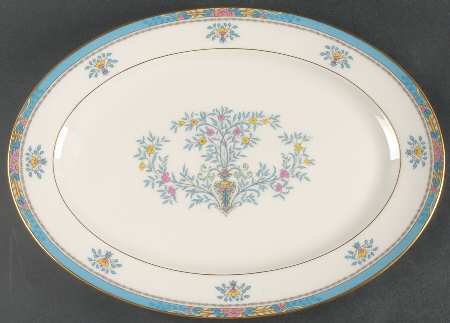 Blue Tree (Gold Trim) 15" Oval Serving Platter