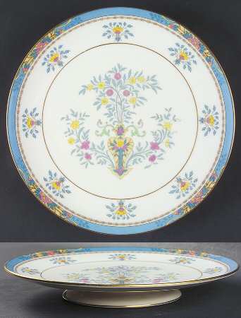 Blue Tree (Gold Trim) Footed Sandwich Plate by Lenox