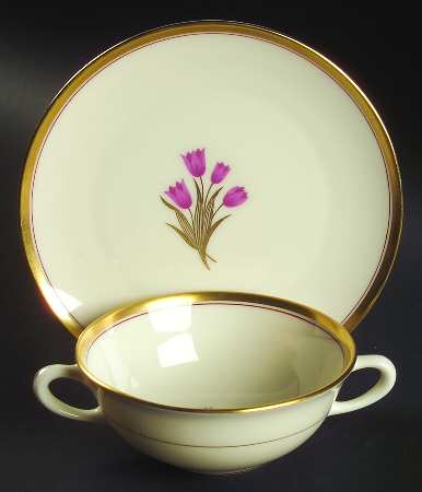 Bradford (Gold Trim) Flat Cream Soup Bowl & Saucer Set
