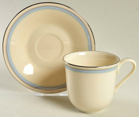 Bradford (Platinum Trim) Flat Cup & Saucer Set