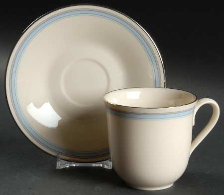 Bradford (Platinum Trim) Flat Cup & Saucer Set