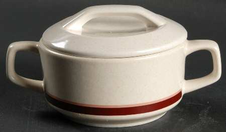 Brushwork Burgandy Sugar Bowl & Lid
