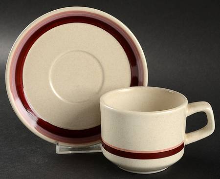 Brushwork Burgandy Flat Cup & Saucer Set by Lenox