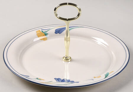 Buttercups on Blue (For The Blue) Round Serving Plate with Center Handle (Dp) Hc