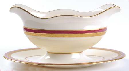 C337r (Maroon) Gravy Boat with Attached Underplate by Lenox