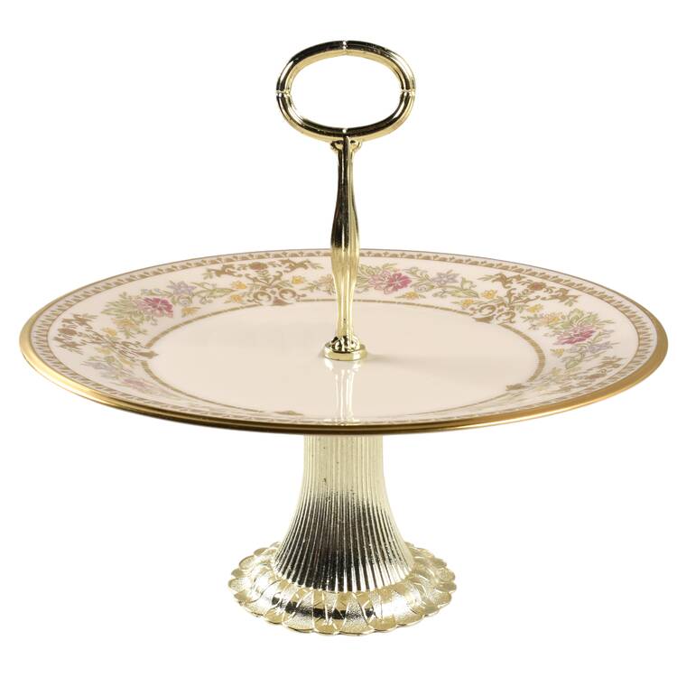 Castle Garden Cake Stand with 4"-5" Metal Pedestal  Hc