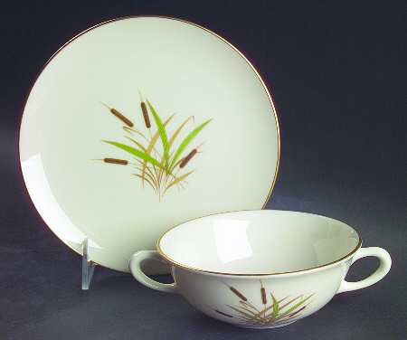 Cattail (Coupe Shape) Flat Cream Soup Bowl & Dessert Plate/Saucer Set