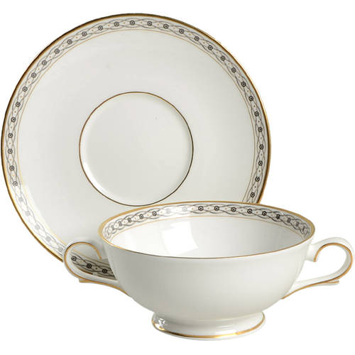 Celtic Braid Footed Cream Soup Bowl & Saucer Set