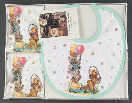 China Bears Cloth Bib & Burp Cloth Set