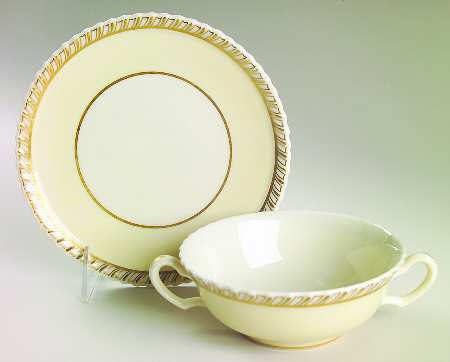 Chelsea Cream Flat Cream Soup Bowl & Saucer Set