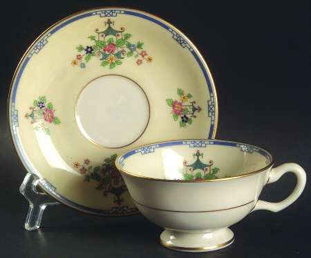 Chippendale Footed Cup & Saucer Set by Lenox