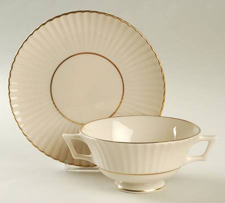 Citation Gold Footed Cream Soup Bowl & Saucer Set