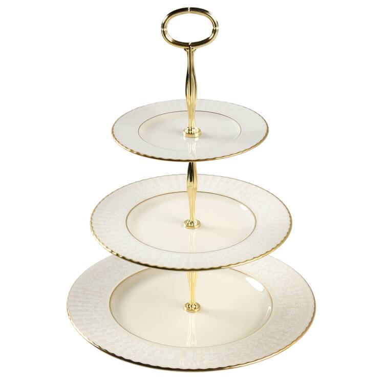 Citation Lace 13 7/8"-14 1/4" 3-Tiered Serving Tray(DP,SP,BB) HC