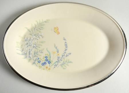 Cinderella (Newer, Platinum Trim) 13" Oval Serving Platter