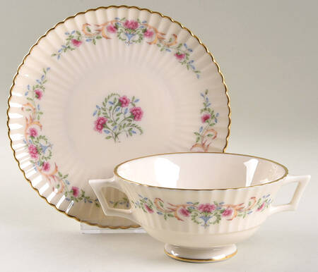 Cinderella (Old, Gold Trim) Footed Cream Soup Bowl & Saucer Set