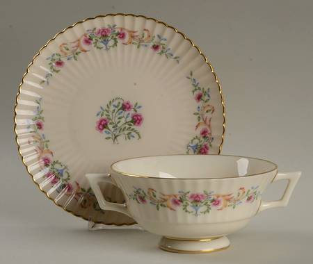 Cinderella (Old, Gold Trim) Footed Cream Soup Bowl & Saucer Set