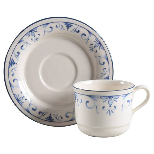 Country Blue Flat Cup & Saucer Set