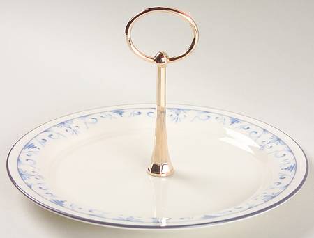 Country Blue Round Serving Plate with Handle (SP)