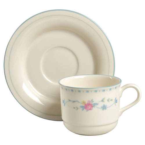Country Cottage Blossoms Flat Cup & Saucer Set